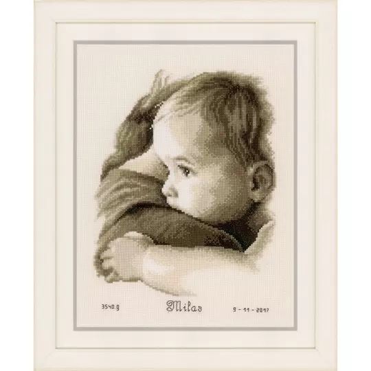 Image 1 of Vervaco Baby Hug Birth Record Cross Stitch Kit