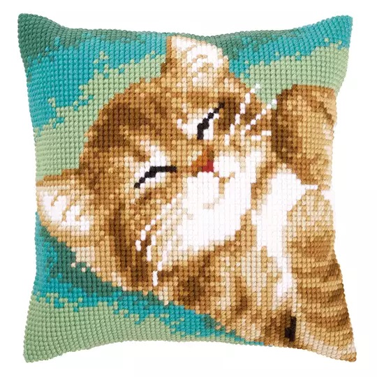 Image 1 of Vervaco Sleepy Cat Cushion Cross Stitch Kit