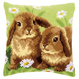 Vervaco Two Rabbits Cushion Cross Stitch Kit