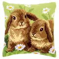 Image of Vervaco Two Rabbits Cushion Cross Stitch Kit