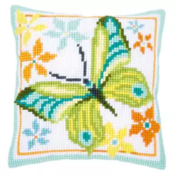 Vervaco Green Butterfly Cushion Cross Stitch Kit