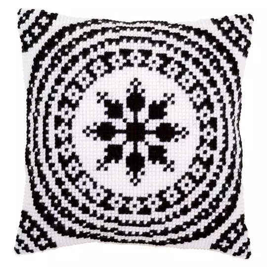 Image 1 of Vervaco Black and White Cushion Cross Stitch Kit