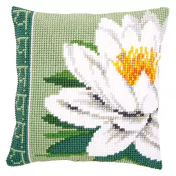 Vervaco White Lotus Flower Cushion Cross Stitch Kit