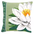 Image of Vervaco White Lotus Flower Cushion Cross Stitch Kit