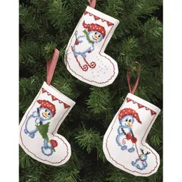 Permin Snowman Fun Tree Stockings Christmas Cross Stitch Kit