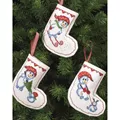 Image of Permin Snowman Fun Tree Stockings Christmas Cross Stitch Kit