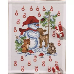 Permin Forest Snowman Advent Christmas Cross Stitch Kit