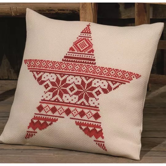 Image 1 of Permin Nordic Star Pillow Christmas Cross Stitch Kit