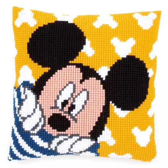 Image 1 of Vervaco Peek-a-Boo Mickey Cushion Cross Stitch Kit