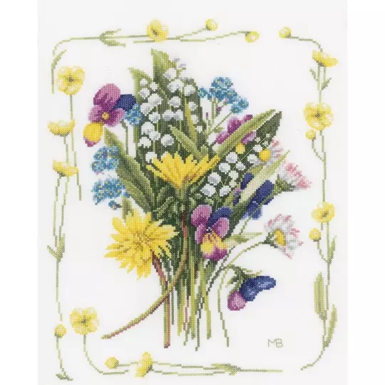 Image 1 of Lanarte Bouquet of Field Flowers Cross Stitch Kit