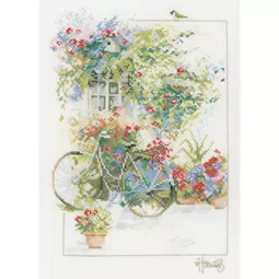 Lanarte Flowers and Bicycle Cross Stitch Kit