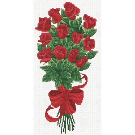Image 1 of Needleart World Bouquet of Red Rose Buds No Count Cross Stitch Kit