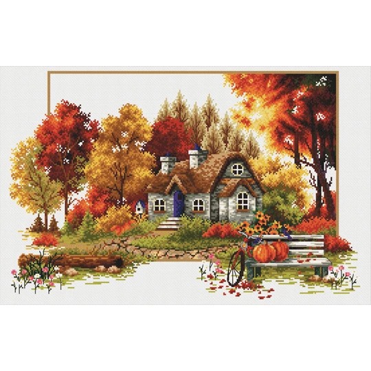 Image 1 of Needleart World Autumn Cottage No Count Cross Stitch Kit