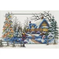 Image of Needleart World Winter Cottage Christmas No Count Cross Stitch Kit
