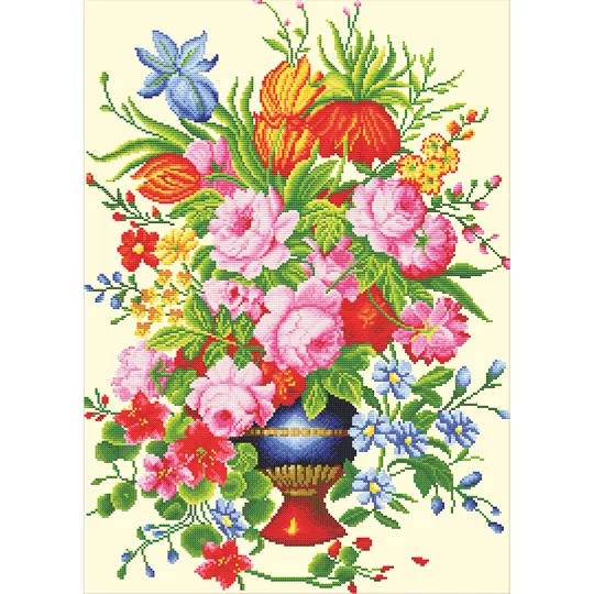 Image 1 of Needleart World Elegant Floral Arrangement No Count Cross Stitch Kit