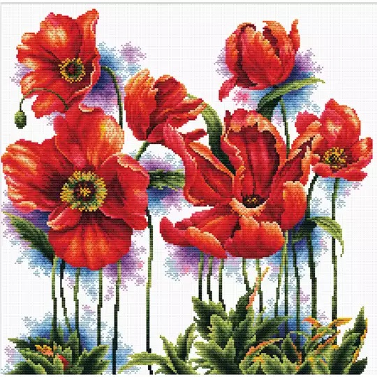 Image 1 of Needleart World Lovely Poppies No Count Cross Stitch Kit