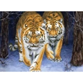 Image of Needleart World Stalking Tigers Christmas No Count Cross Stitch Kit