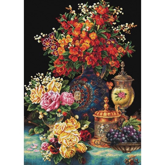 Image 1 of Needleart World Classic Flowers No Count Cross Stitch Kit