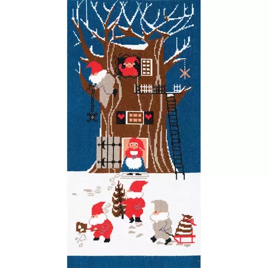 Image 1 of DMC Tomte Tree House Christmas Cross Stitch Kit