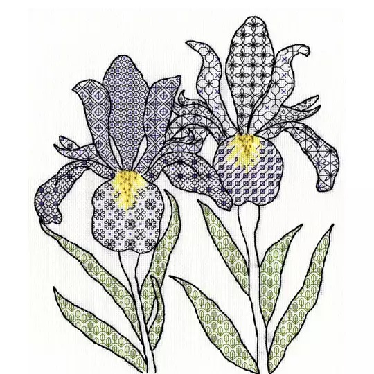 Image 1 of Bothy Threads Irises Blackwork Kit