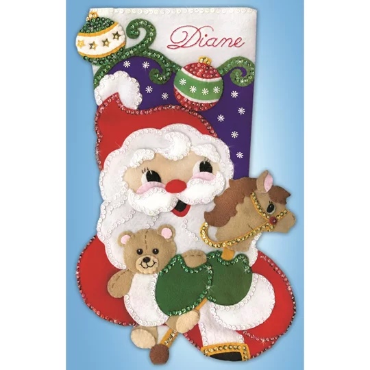 Image 1 of Design Works Crafts Santa and Toys Stocking Christmas Craft Kit