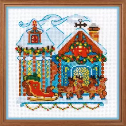 RIOLIS Cabin with Sleigh Christmas Cross Stitch Kit