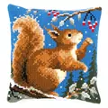 Image of Vervaco Squirrel in Winter Cushion Christmas Cross Stitch Kit