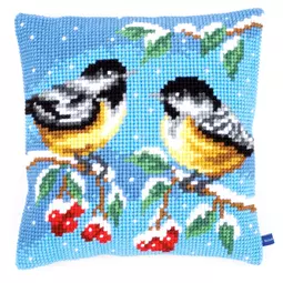 Vervaco Two Winter Birds Cushion Christmas Cross Stitch Kit