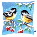 Image of Vervaco Two Winter Birds Cushion Christmas Cross Stitch Kit