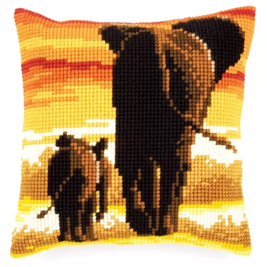 Image 1 of Vervaco Elephants Cushion Cross Stitch Kit