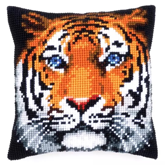Image 1 of Vervaco Tiger Cushion Cross Stitch Kit