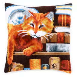 Vervaco Cat and Books Cushion Cross Stitch Kit