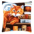 Image of Vervaco Cat and Books Cushion Cross Stitch Kit