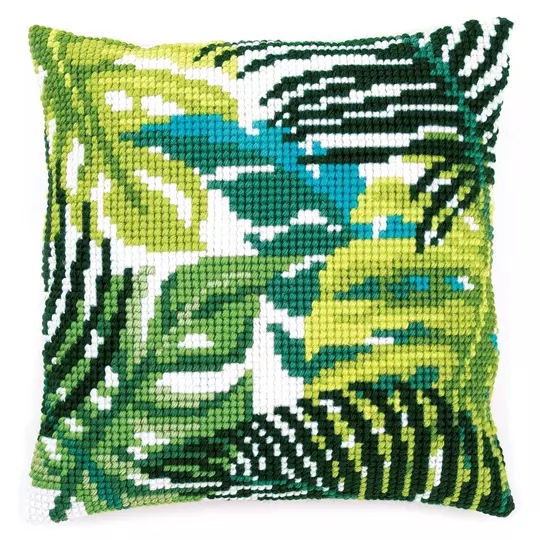 Image 1 of Vervaco Tropical Leaves Cushion Cross Stitch Kit