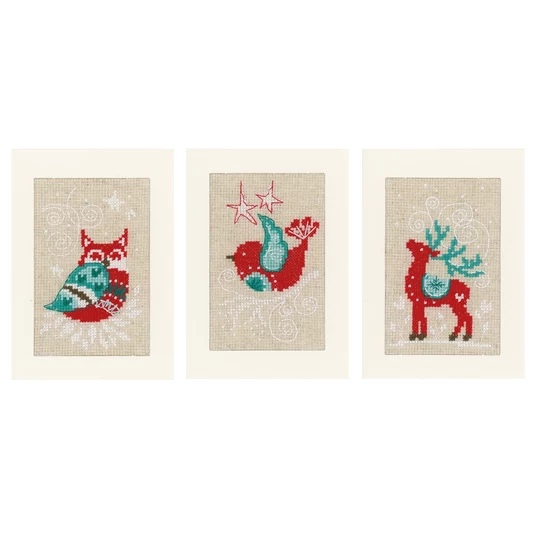 Image 1 of Vervaco Winter Scenes Set Christmas Card Making Christmas Cross Stitch Kit