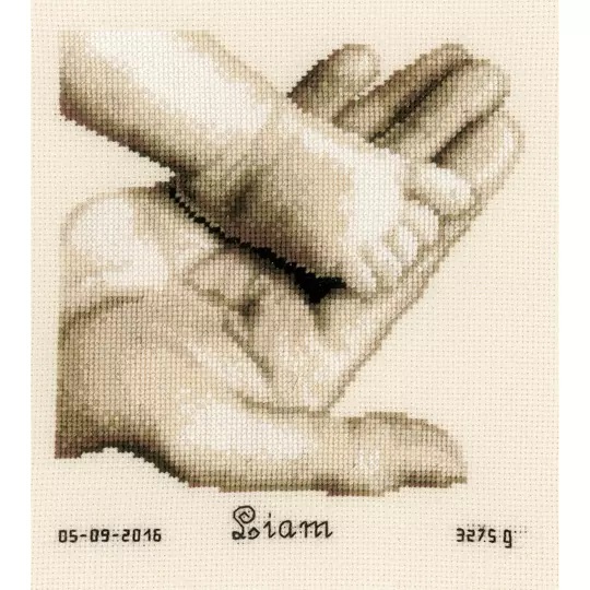 Image 1 of Vervaco Baby Foot on Hand Sampler Cross Stitch Kit