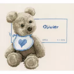 Vervaco Bear with Bib Sampler Birth Sampler Cross Stitch Kit