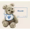 Image of Vervaco Bear with Bib Sampler Birth Sampler Cross Stitch Kit