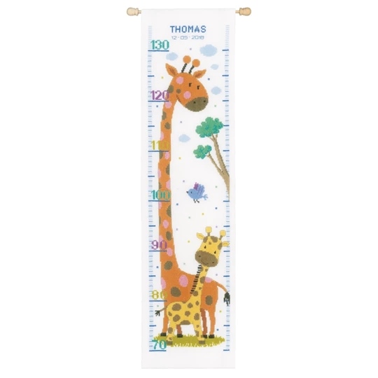 Image 1 of Vervaco Giraffe Height Chart Cross Stitch Kit