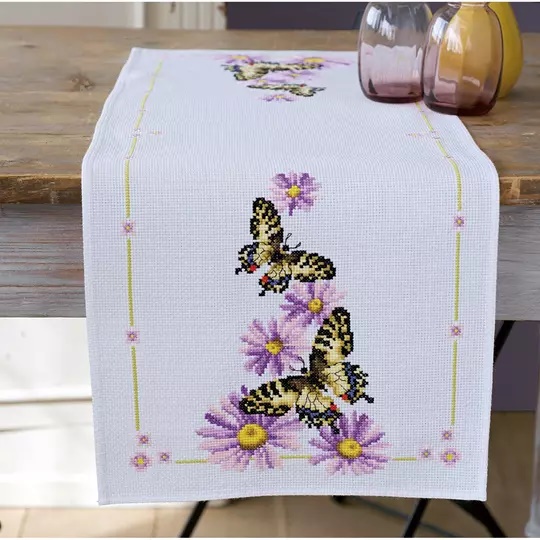 Image 1 of Vervaco Butterfly Runner Cross Stitch Kit
