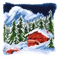 Image of Vervaco Winter Mountains Latch Hook Christmas Cushion Kit
