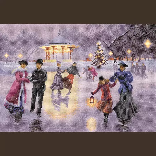 Image 1 of Heritage Christmas Skaters - Evenweave Cross Stitch Kit