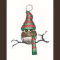 Image of Heritage Ollie Owl - Evenweave Christmas Cross Stitch Kit