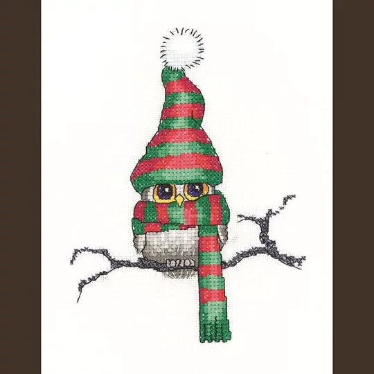 Image 1 of Heritage Ollie Owl - Aida Christmas Cross Stitch Kit