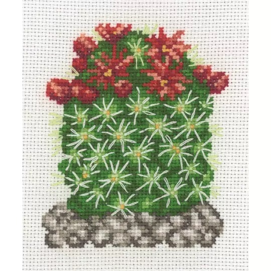 Image 1 of Permin Cactus with Red Flower Cross Stitch Kit