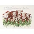 Image of Permin Hereford Cows - Linen Cross Stitch Kit