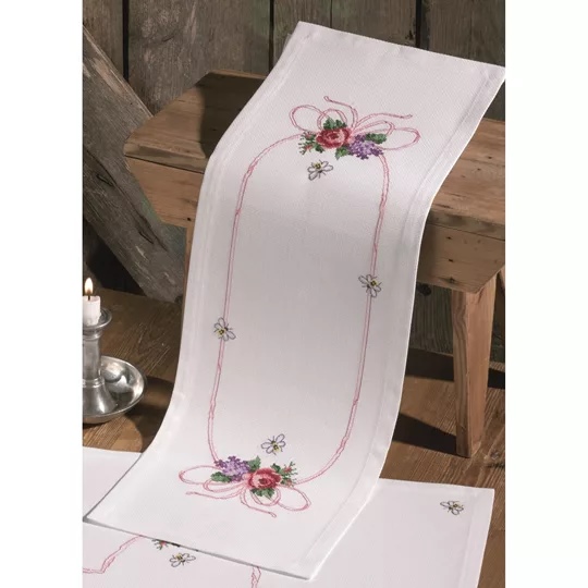 Image 1 of Permin Hyacinth and Rose Runner Cross Stitch Kit
