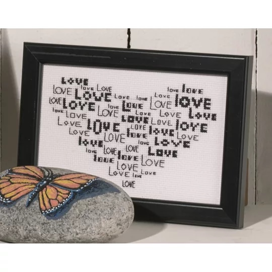 Image 1 of Permin Love Heart Wedding Sampler Cross Stitch Kit