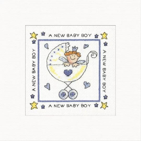 Image 1 of Heritage Baby Boy Card Cross Stitch Kit