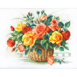 RIOLIS Basket with Roses Cross Stitch Kit